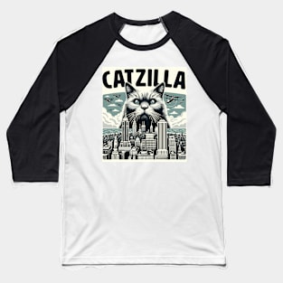 Catzilla Funny Cat Kitten Design Baseball T-Shirt